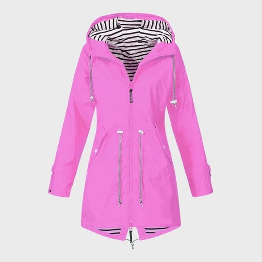 Lark | Long Waterproof Rain Jacket with Hood and Pockets