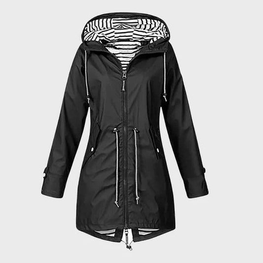 Lark | Long Waterproof Rain Jacket with Hood and Pockets