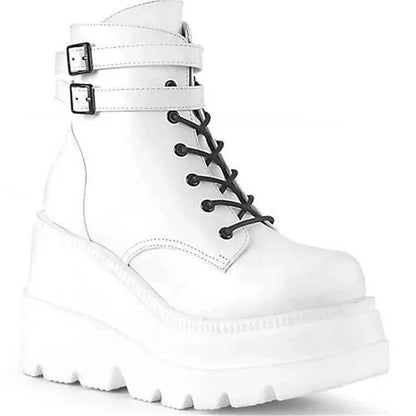 Ophelia | Bold Chunky Platform Combat Ankle Boots with Lace-Up Front