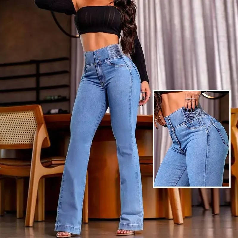 Blair | High Waist Bootcut Jeans with Elastic Sides