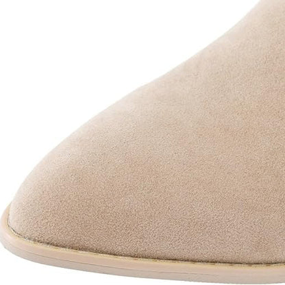 Rosalind | Refined Faux Suede Knee High Boots with Zipper