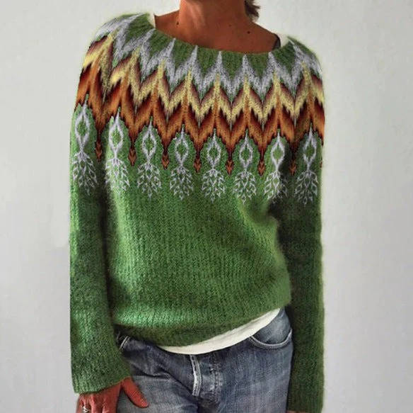 Ingrid | Comfy Nordic Fair Isle Sweater with Crew Neck