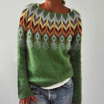 Ingrid | Comfy Nordic Fair Isle Sweater with Crew Neck