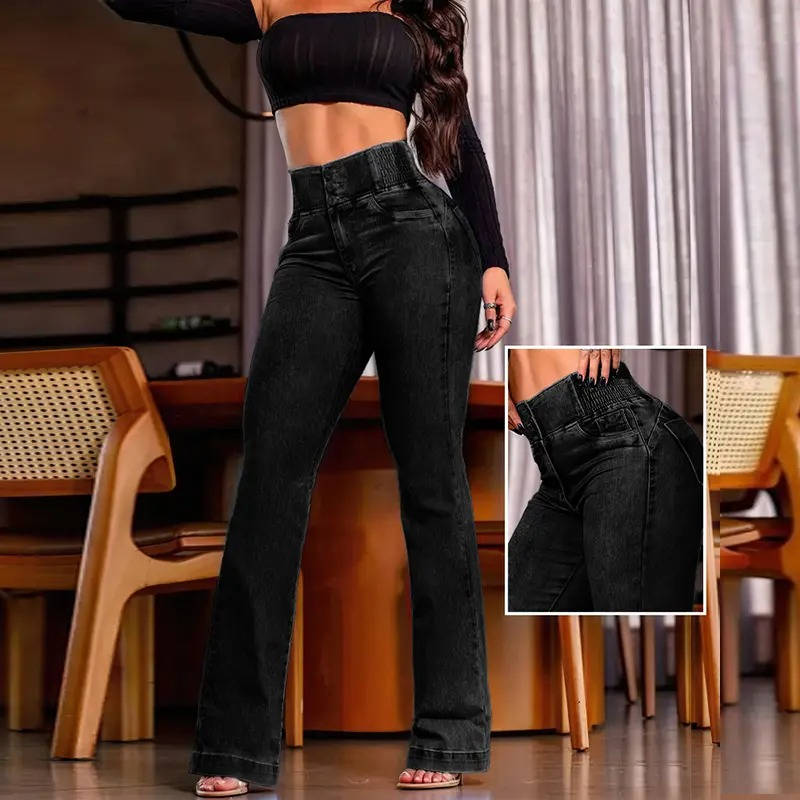 Blair | High Waist Bootcut Jeans with Elastic Sides