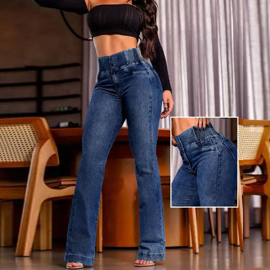 Blair | High Waist Bootcut Jeans with Elastic Sides