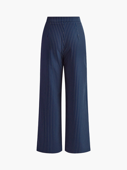 Juliette | Pinstripe Wide Leg Pleated Pants