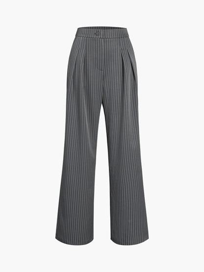Juliette | Pinstripe Wide Leg Pleated Pants