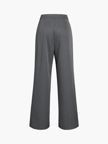 Juliette | Pinstripe Wide Leg Pleated Pants