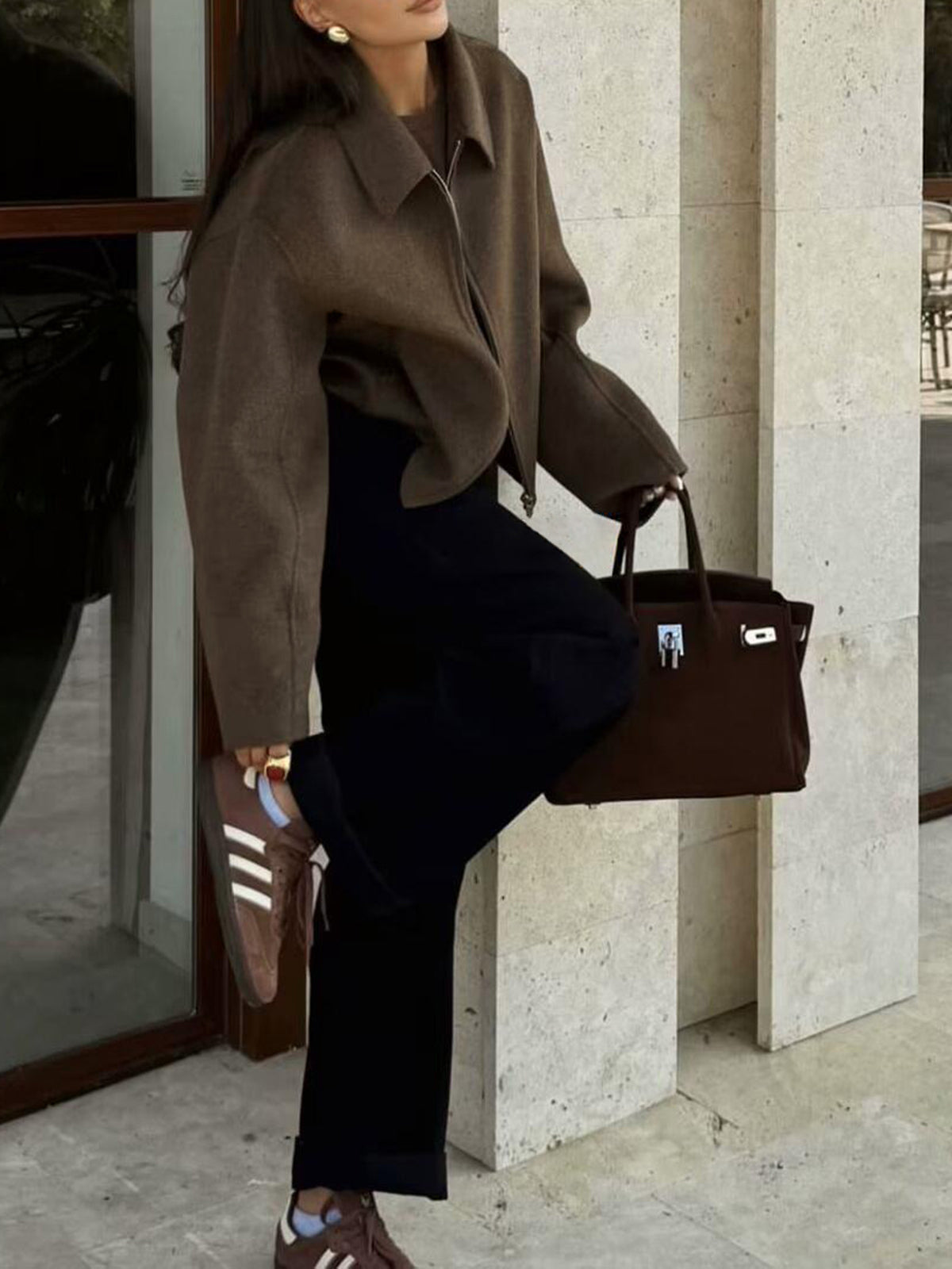 Colette | Minimal Tweed Zip-Up Jacket
