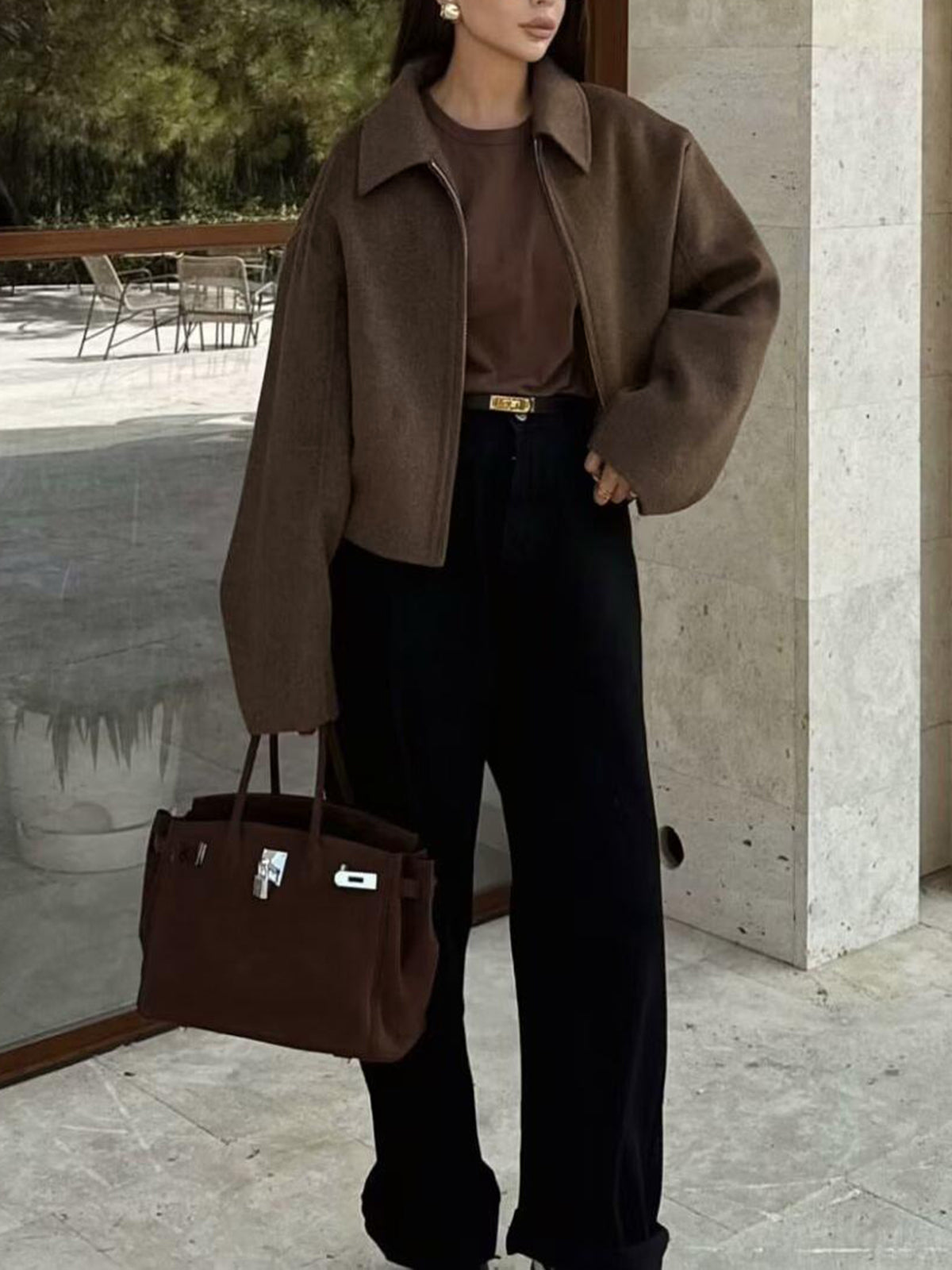 Colette | Minimal Tweed Zip-Up Jacket