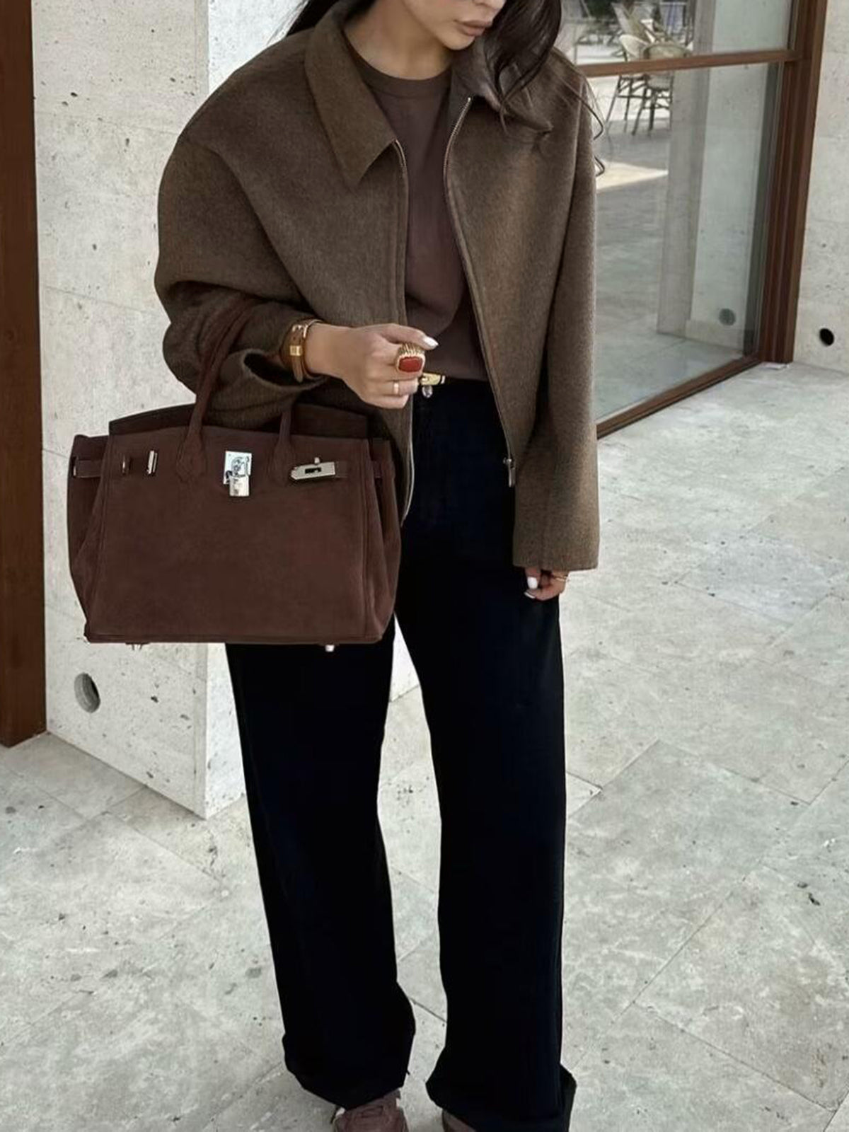 Colette | Minimal Tweed Zip-Up Jacket