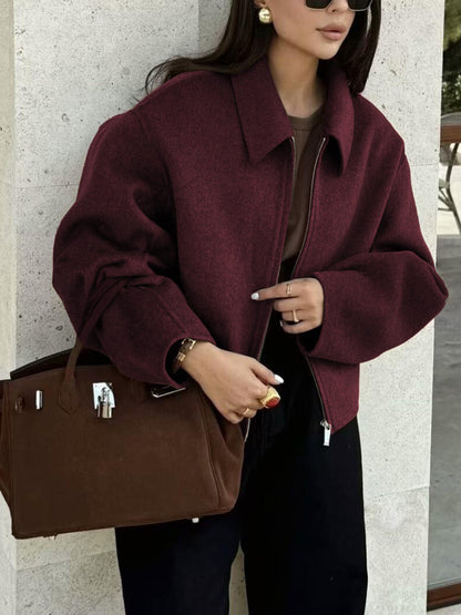 Colette | Minimal Tweed Zip-Up Jacket