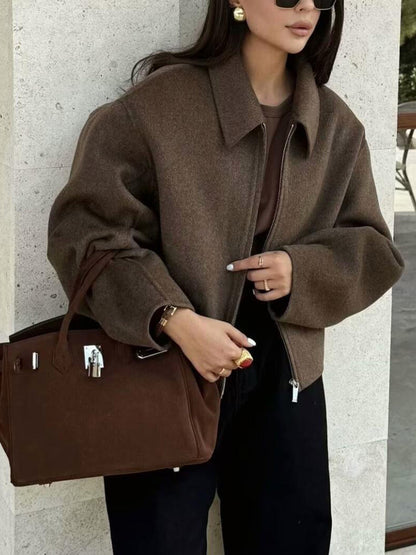Colette | Minimal Tweed Zip-Up Jacket
