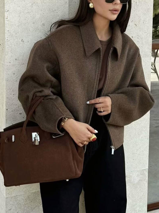 Colette | Minimal Tweed Zip-Up Jacket