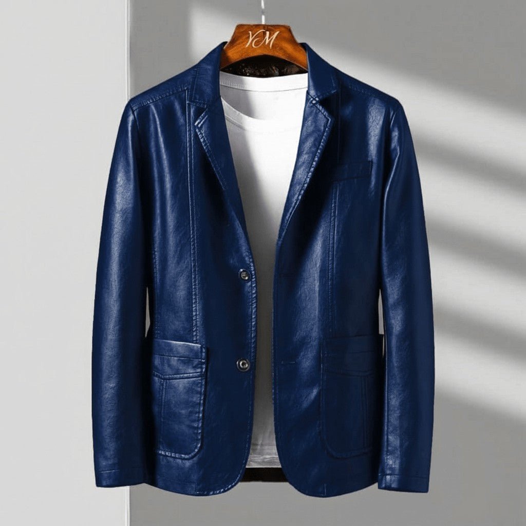 Alessandra | Tailored Faux Leather Jacket with Two-Button Front