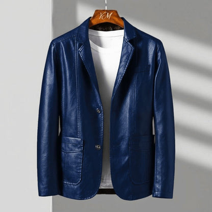 Alessandra | Tailored Faux Leather Jacket with Two-Button Front