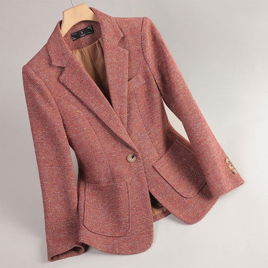 Margot | Classic Speckled Tweed Blazer with Single Button Front