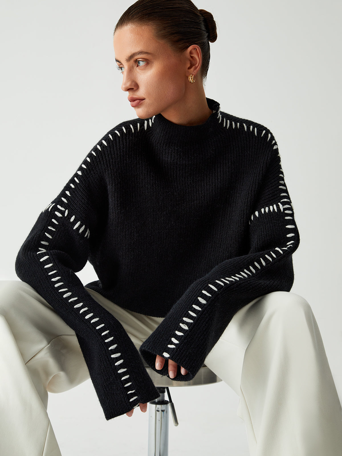 Aster | Knit Oversized Mock Neck Sweater