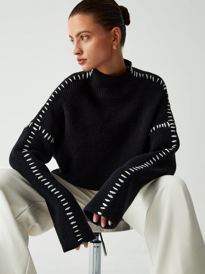 Aster | Knit Oversized Mock Neck Sweater