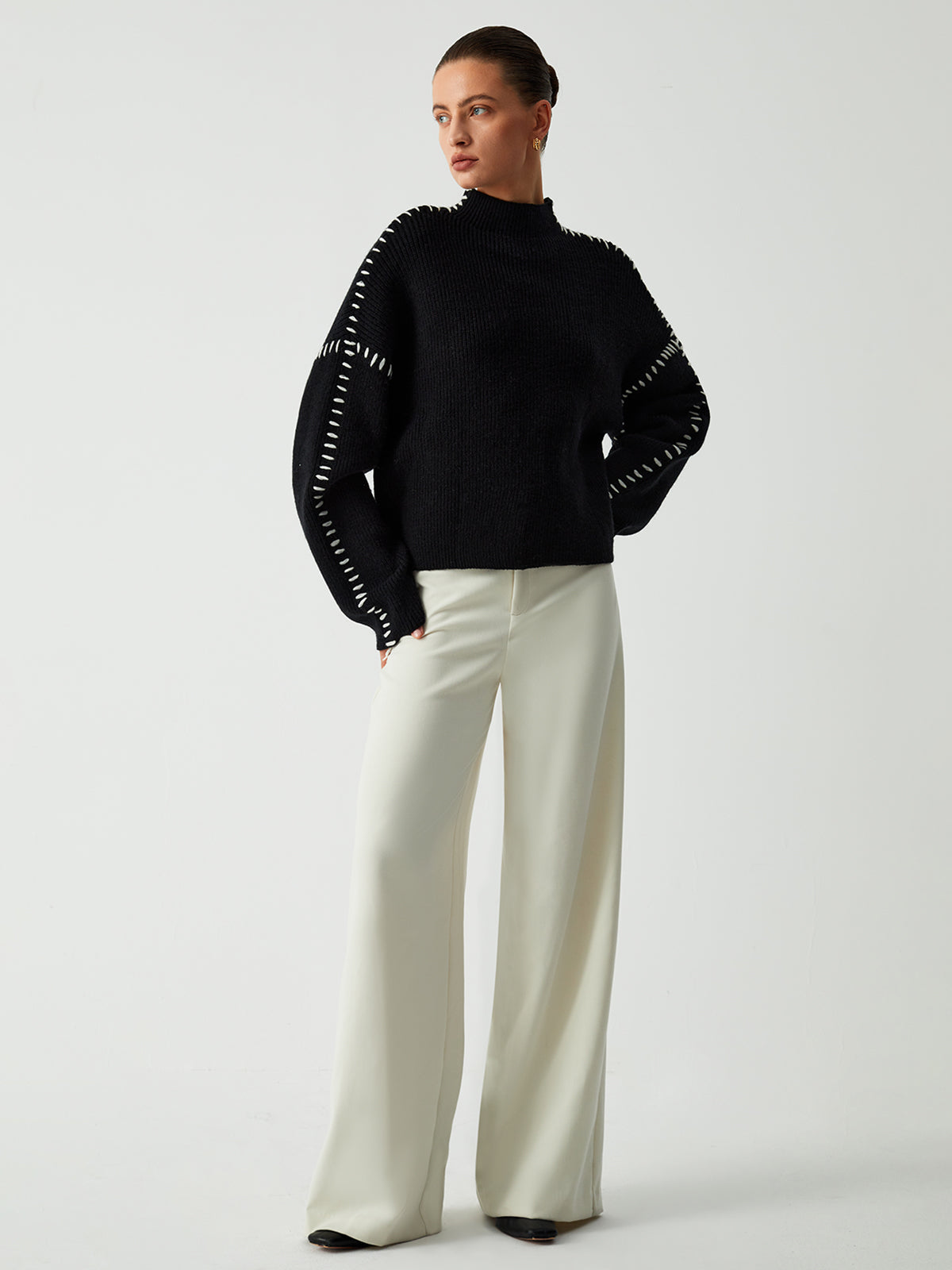 Aster | Knit Oversized Mock Neck Sweater