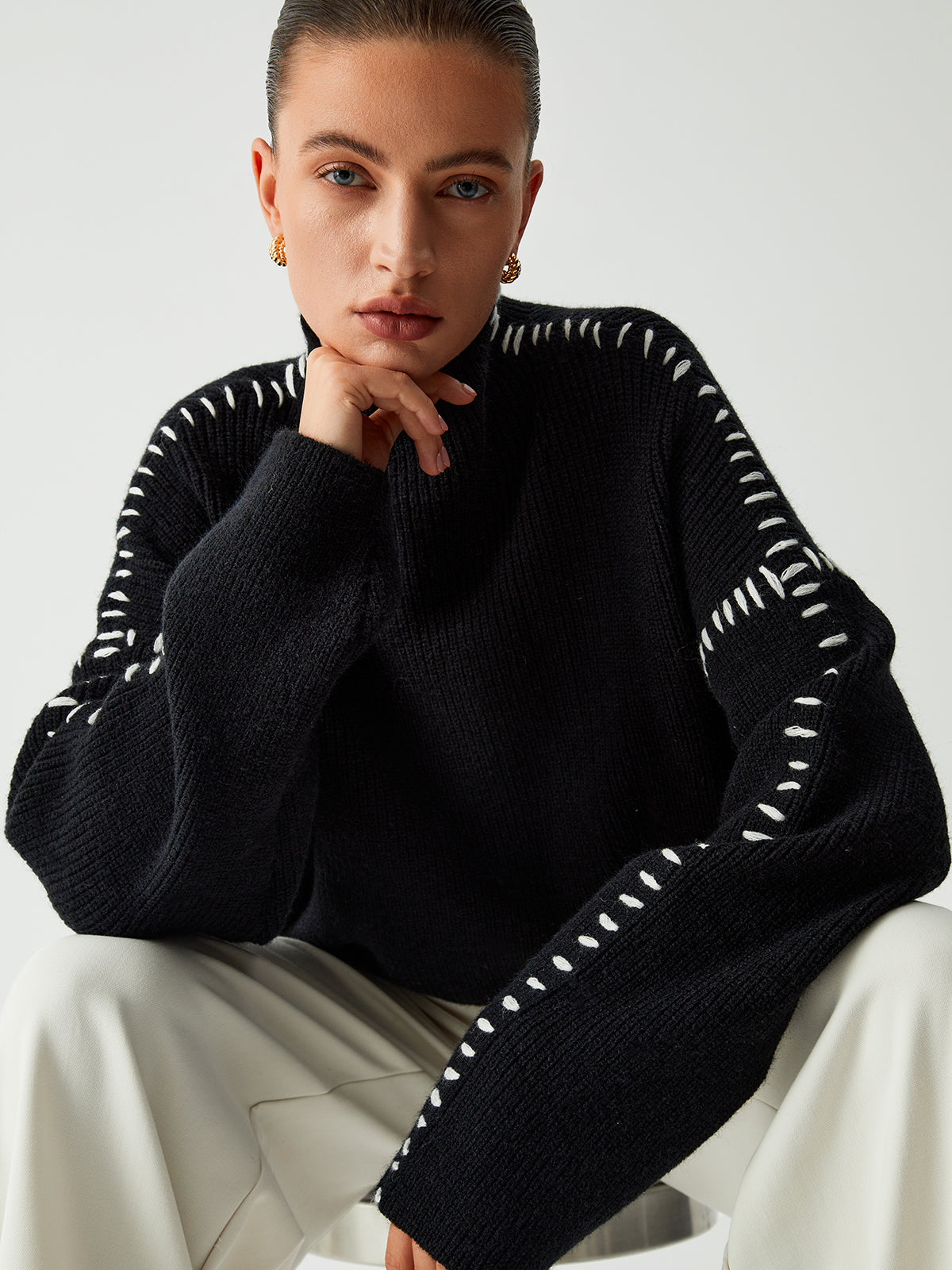 Aster | Knit Oversized Mock Neck Sweater