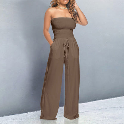Bella | Off-Shoulder Wide Leg Casual Jumpsuit with Adjustable Waist