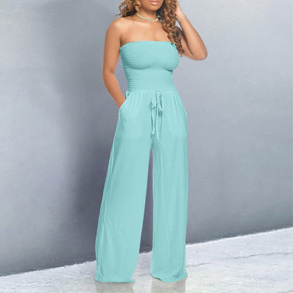 Bella | Off-Shoulder Wide Leg Casual Jumpsuit with Adjustable Waist