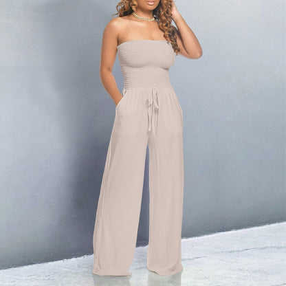 Bella | Off-Shoulder Wide Leg Casual Jumpsuit with Adjustable Waist