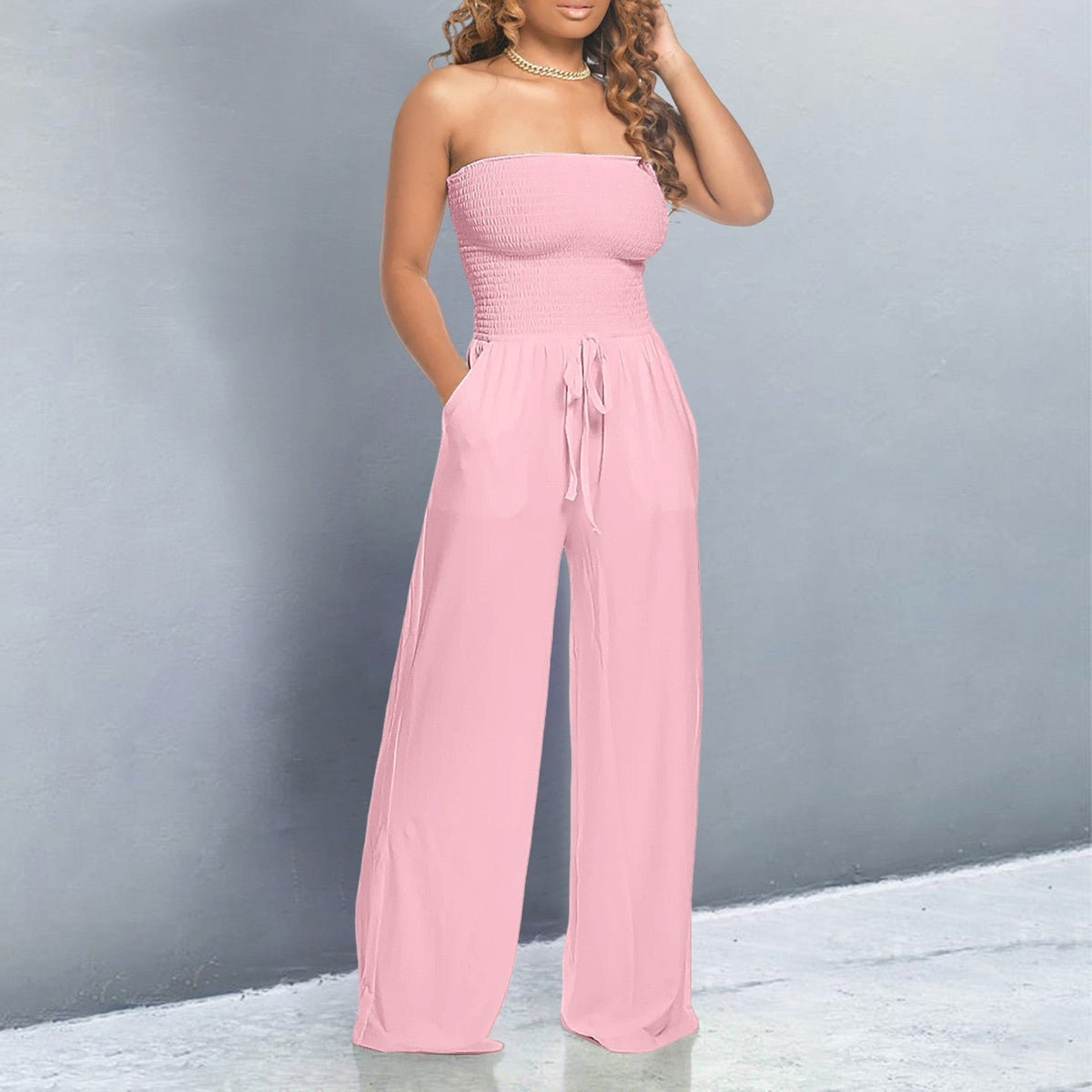 Bella | Off-Shoulder Wide Leg Casual Jumpsuit with Adjustable Waist