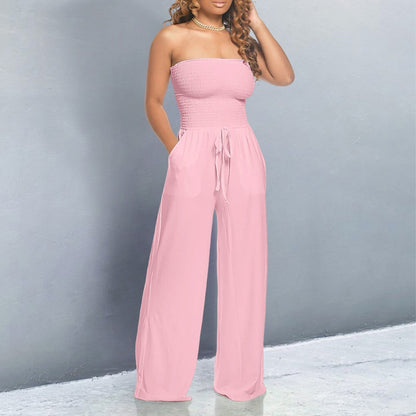 Bella | Off-Shoulder Wide Leg Casual Jumpsuit with Adjustable Waist