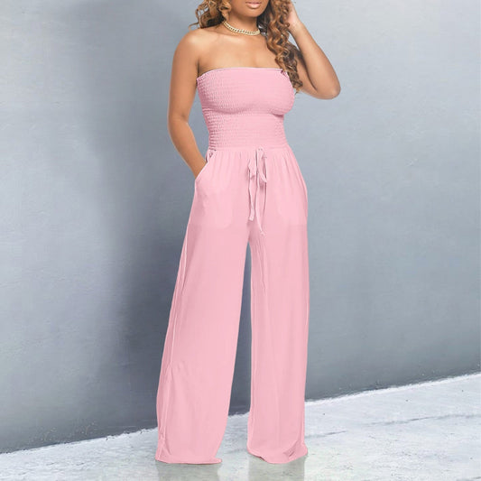 Bella | Off-Shoulder Wide Leg Casual Jumpsuit with Adjustable Waist