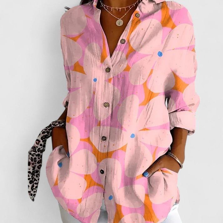 Daniela | Airy Sleeved Floral Blouse with Buttons