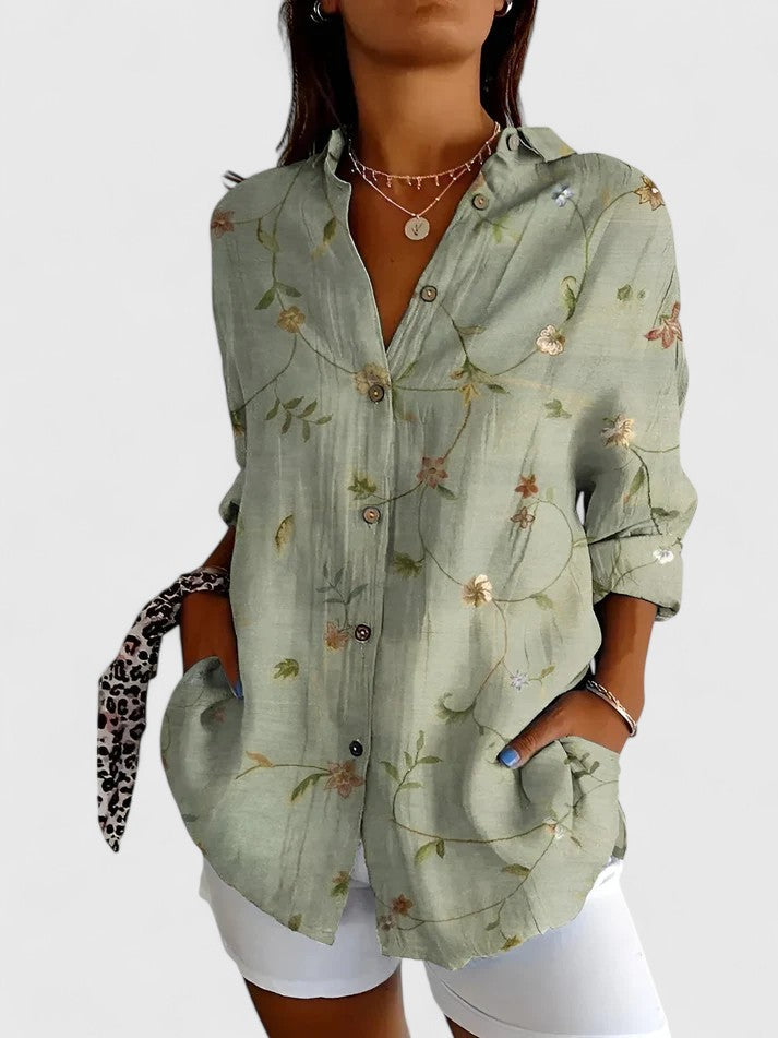 Daniela | Airy Sleeved Floral Blouse with Buttons