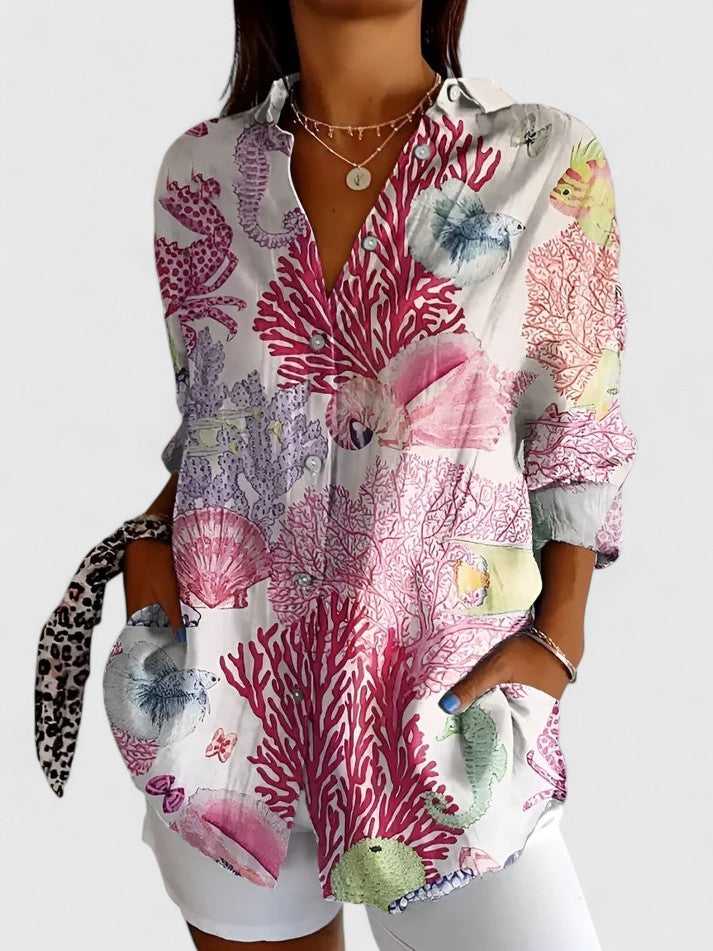Daniela | Airy Sleeved Floral Blouse with Buttons