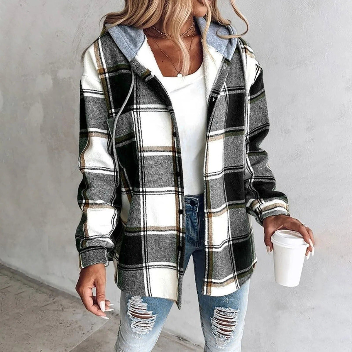 Victorine | Cozy Oversized Plaid Cardigan with Button Front