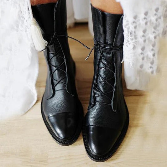 Fernanda | Vintage Heeled Ankle Boots with Lace-Up Front