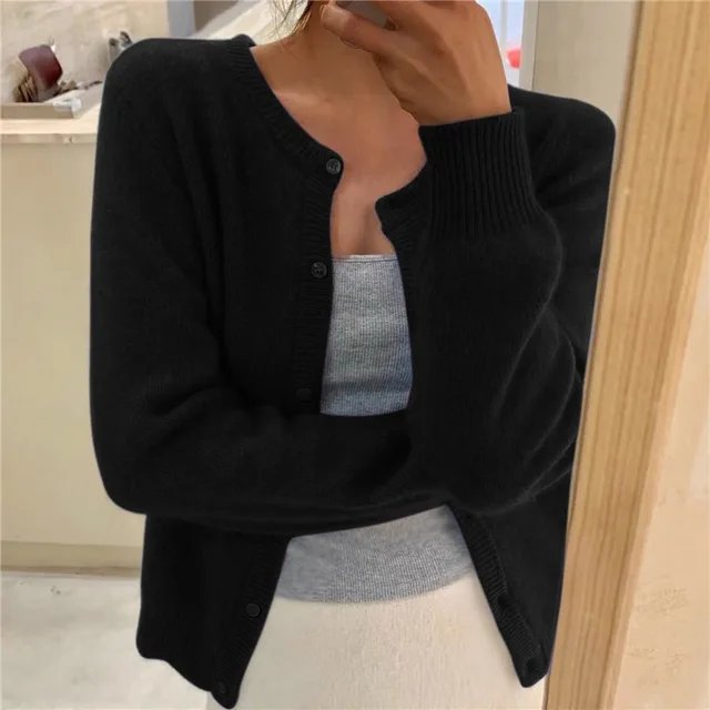 Emma | Women's Cozy Cropped Button Cardigan with Cashmere Feel