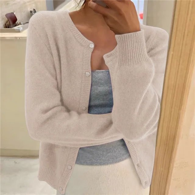 Emma | Women's Cozy Cropped Button Cardigan with Cashmere Feel