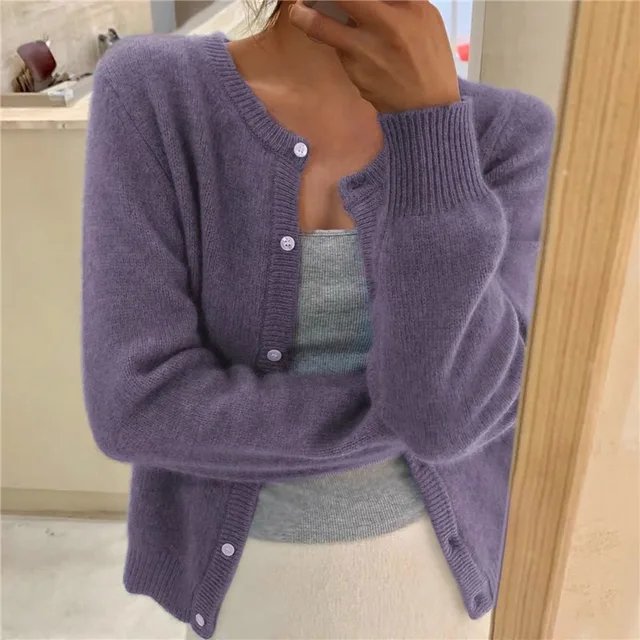 Emma | Women's Cozy Cropped Button Cardigan with Cashmere Feel
