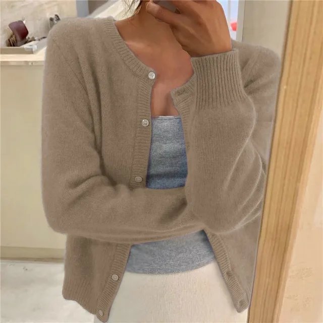 Emma | Women's Cozy Cropped Button Cardigan with Cashmere Feel