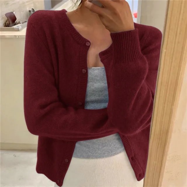Emma | Women's Cozy Cropped Button Cardigan with Cashmere Feel