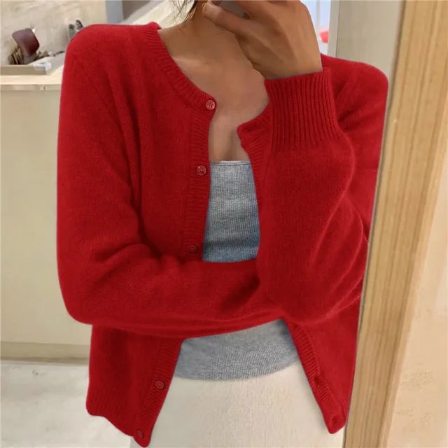 Emma | Women's Cozy Cropped Button Cardigan with Cashmere Feel