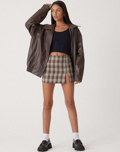 Zada | Relaxed Oversized Leather Bomber Jacket