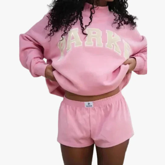 Marissa | Cozy Mock Neck Knit Sweatshirt with Varsity Lettering