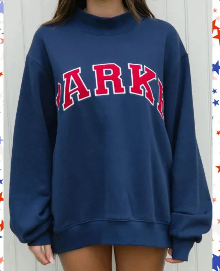Marissa | Cozy Mock Neck Knit Sweatshirt with Varsity Lettering